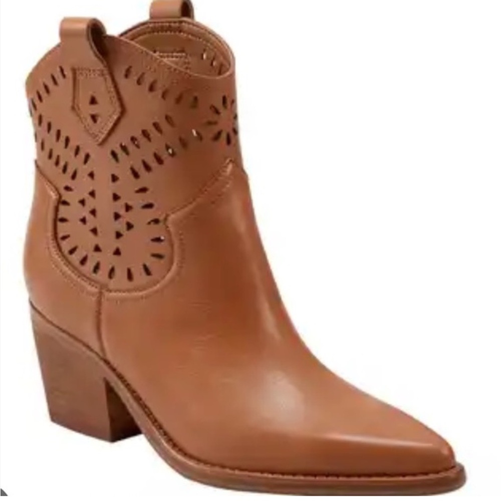 Marc Fisher Elyea Pointed Toe Western Boot Brown Ankle Booties Size 11